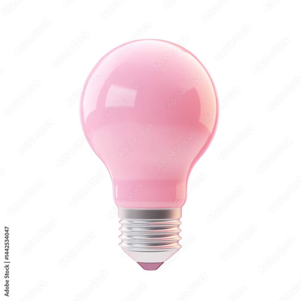 Poster pink lightbulb isolated on white background a simple design element