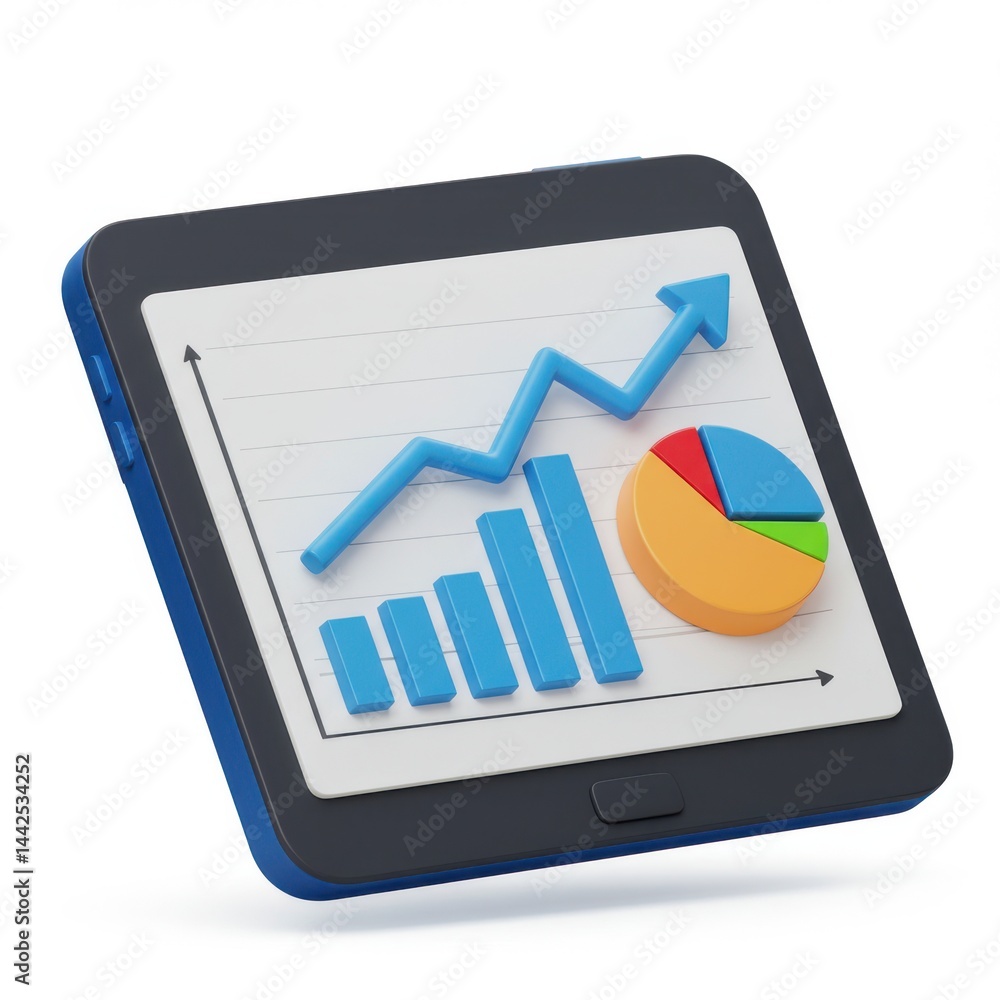 Aufkleber tablet with charts and graphs displayed on white background