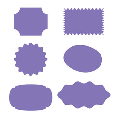 solid purple label or badge shapes on a white background