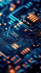 Obraz premium Close up of a glowing circuit board