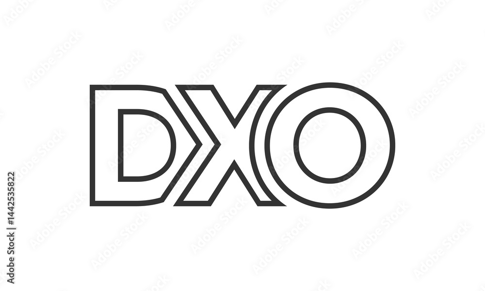 Poster dxo logo design template with strong and modern bold text. initial based vector logotype featuring s
