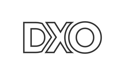 DXO logo design template with strong and modern bold text. Initial based vector logotype featuring simple and minimal typography. Trendy company identity.