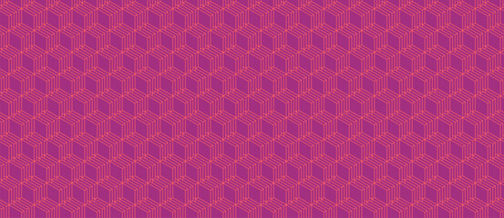 Vibrant pink geometric pattern.  Intricate, repeating design of interconnected cubes creates a sense of depth and movement. Perfect for backgrounds, textiles, or modern design projects.