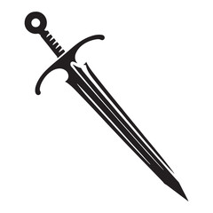 Dual-edged Iron Sword silhouette, perfect for a balanced attack – Iron Sword illustration – Minimalist Iron Sword vector – Weapon silhouette

