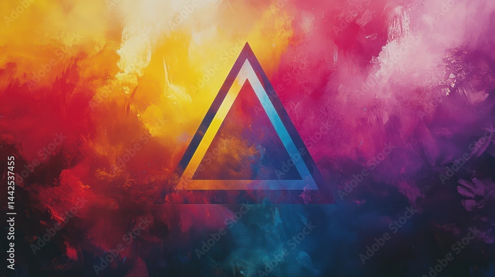 Poster vivid spectrum triangle: a dynamic blend of color and geometric precision