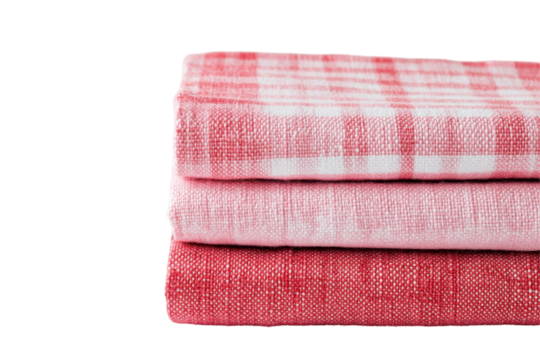 Isolated Stacked Red and White Kitchen Towels - Powered by Adobe