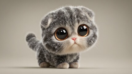 Adorable fluffy kitten, big eyes