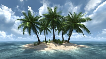Fototapeta premium Serene Tropical Island Paradise with Palm Trees