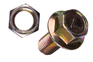 metal steel bolt and nut isolated on white, high quality png image, transparent background