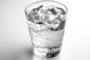 Glass with ice and bubbles