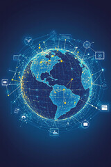 Fototapeta premium Global communication network connecting world with data exchange and technology