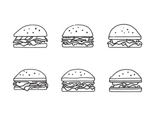 Simple Line Art of Bacon Sandwich on Toast 