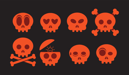 Set of skulls with expressions