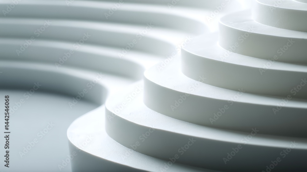 Poster This composition showcases gently flowing abstract layers in soft shades of white and pale silver, creating a calming and elegant visual effect with ample space for text