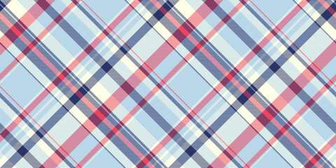 Elegant diagonal plaid pattern in soft pastel blues, pinks, and creams. Ideal for textile designs, backgrounds, or website templates.  Evokes feelings of serenity and sophistication.