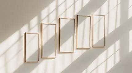 Obraz premium Empty frames, sunlight, wall