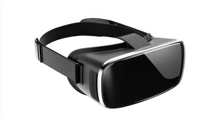 A VR headset is depicted on a transparent background in virtual reality