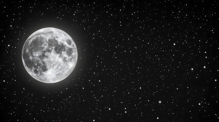 Full moon in starlit night sky