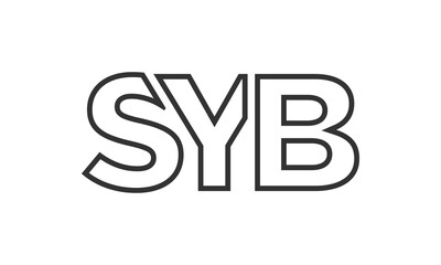 SYB logo design template with strong and modern bold text. Initial based vector logotype featuring simple and minimal typography. Trendy company identity.