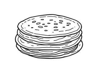 Traditional Moroccan Baghrir Pancakes in Simple Line Art Style 