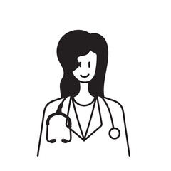 doodle cartoon female doctor illustration