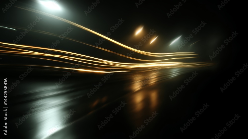 Aufkleber Overhead view captures abstract streaks and flares of bright light on a dark surface, enhancing depth and creating a mesmerizing contrast