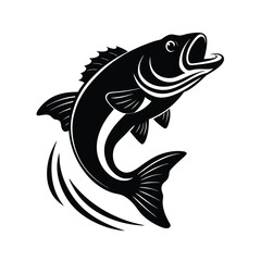 Jumping Bass Fish Vector Illustration