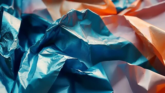 Abstract Texture: Captivating Blue and Orange Wrinkled Paper for Artistic Projects