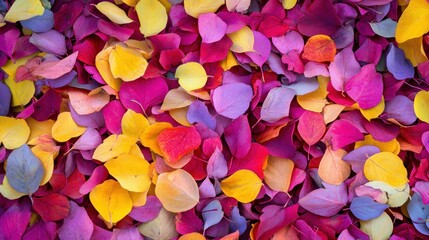 A colorful collection of autumn leaves fills the ground completely