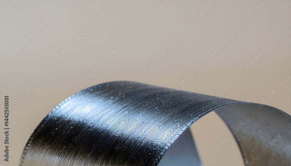 Aufkleber abstract close-up of a metallic ribbon curved into a semi-circle, showcasing its textured surface an