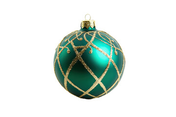 Isolated Green Christmas Ornament with Gold Pattern