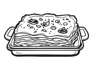 Baked Lasagna Dish Delicious Layered Meal Line Art Design 