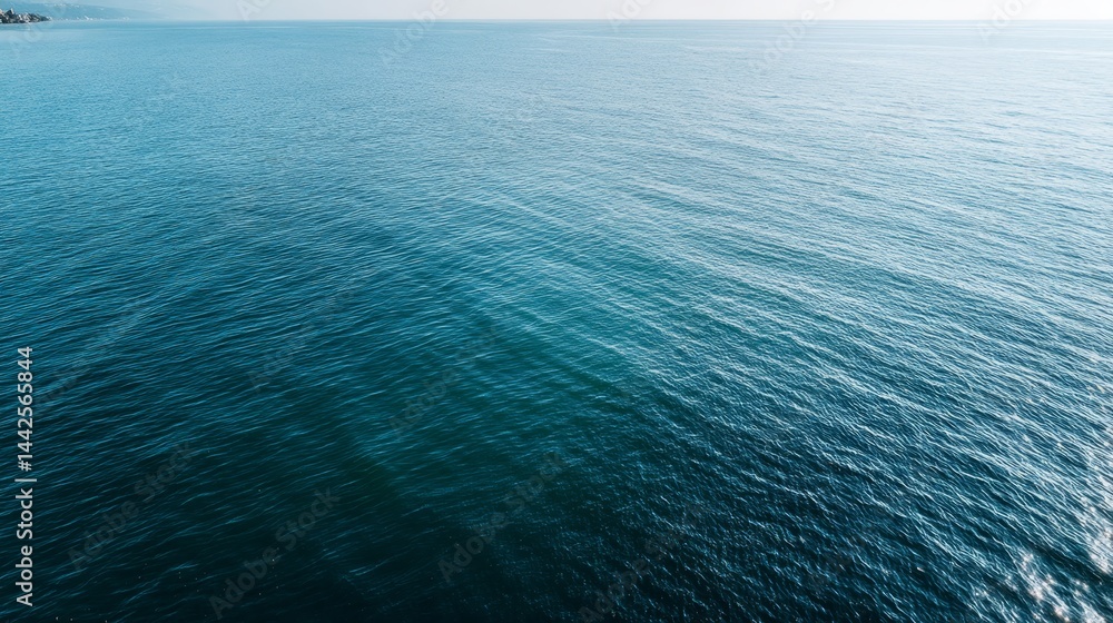 Poster Experience the tranquility of a deep azure ocean surface showcasing gentle ripples and variations in shade, complemented by clear copy space for creative use