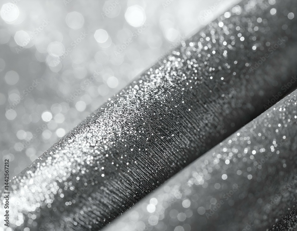 Poster abstract close-up of shimmering silver fabric with bokeh lights. elegant, luxurious texture perfect 