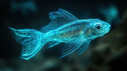 Fototapeta premium Translucent fish in deep blue water