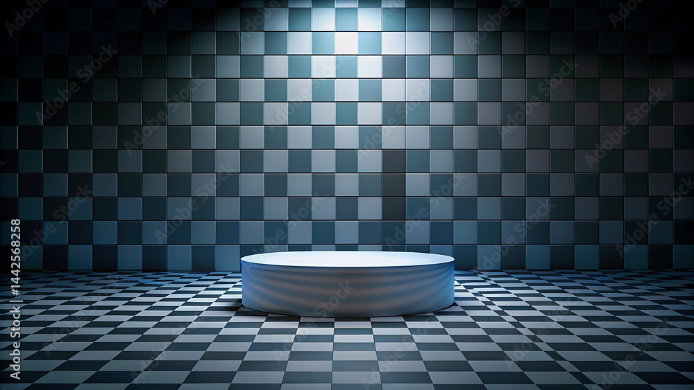 Poster abstract checkered product background with geometric pattern stage
