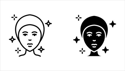 Skin care icon set, cosmetic cream, woman's face linear sign vector illustration on white background.