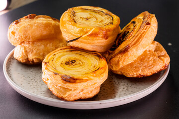 Upside Down Onion Puff pastry Tart. Food. pastry