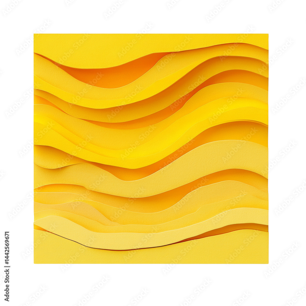 Poster Layered golden abstract with flowing curves, dynamic and optimistic composition with undulating elements, visual harmony
