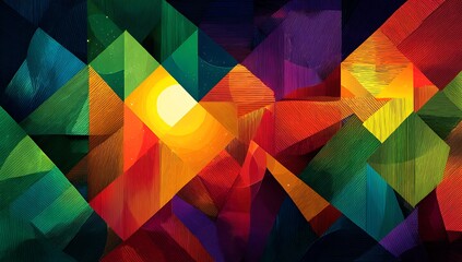Abstract, colorful background with geometric shapes, rainbow colors, and sharp edges.Generative AI
