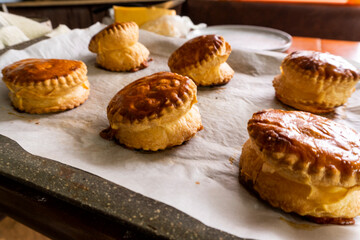 Upside Down Onion Puff pastry Tart. Food. pastry