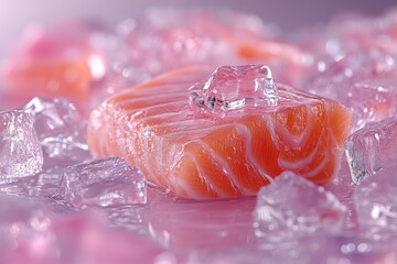 Fresh salmon fillet on ice (2)
