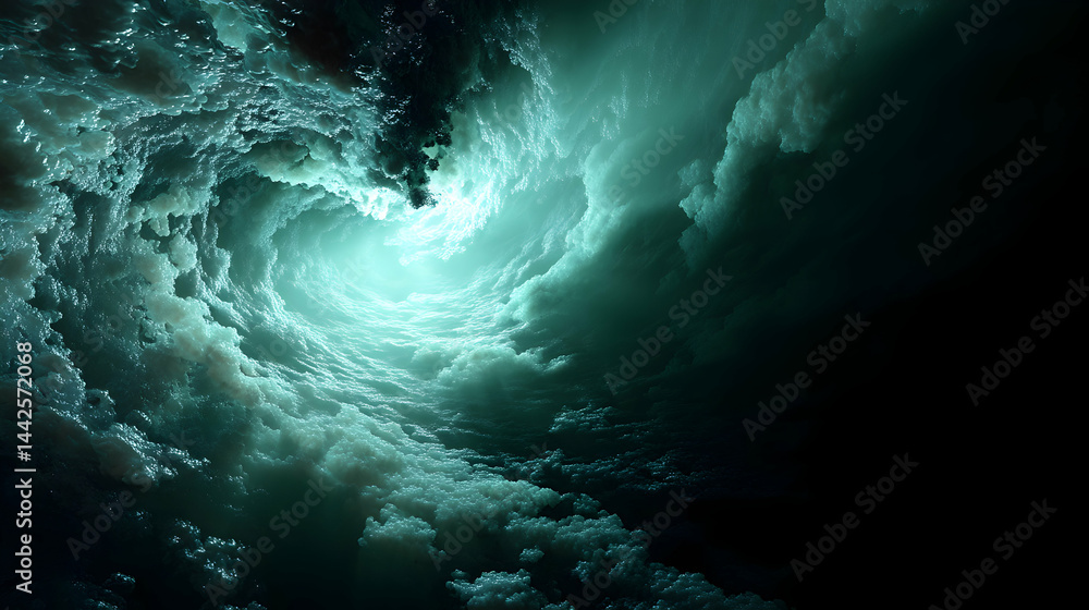 Aufkleber abstract view of luminous cumulus formations in swirling patterns dark sky with mystical feel