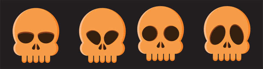 Set of skulls with expressions