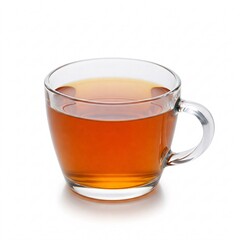 Glass cup of black tea, isolated on white