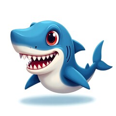 Naklejka premium Playful Cartoon Shark in a Wide Open Space