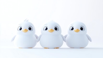 Three adorable cartoon penguins in a row (1)