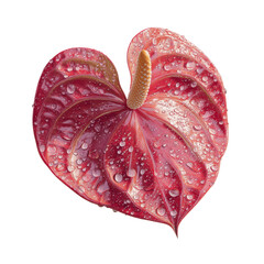 Dew-Kissed Anthurium Vibrant Red Heart-Shaped Flower with Water Droplets