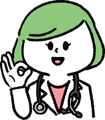 OKサインをする女性医師