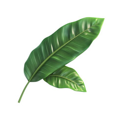 Fototapeta premium Lush green tropical leaves against a vibrant striped background a summery design
